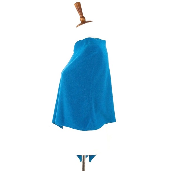 Lucy Paris Blue Knit Asymmetrical Poncho, Size Small / Medium - Picture 2 of 7